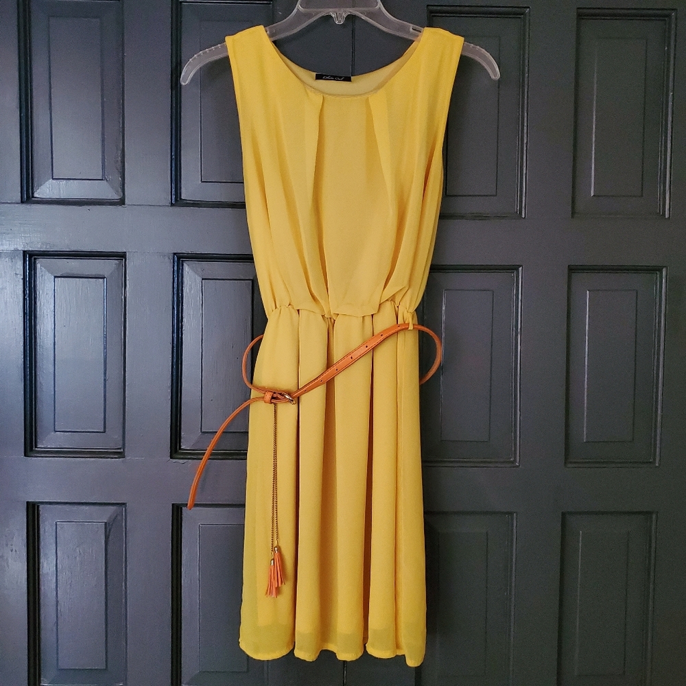 White Owl Yellow Chiffon Dress